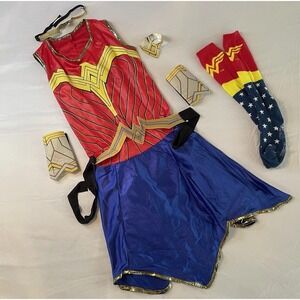 Wonder Woman Girls 8/10 Dress Up Costume Set Tiara Belt Gauntlets Socks